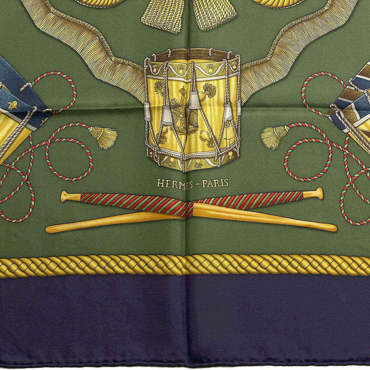 Hermes Scarf "Les Tambours" by Joachim Metz Vintage 90cm Silk | Carre Foulard