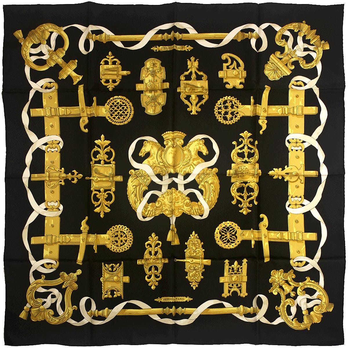Hermes Scarf "Ferronnerie" by Caty Latham Vintage 90cm Silk | Foulard Carre