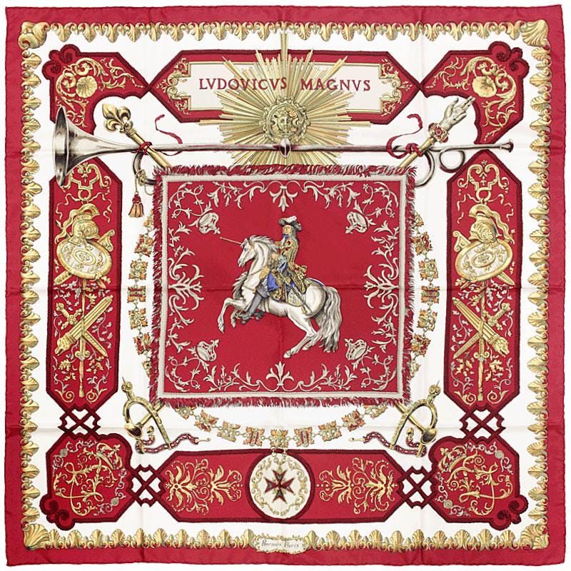 Hermes Scarf "Ludovicus Magnus" by Françoise De La Perriere Vintage 90cm Silk