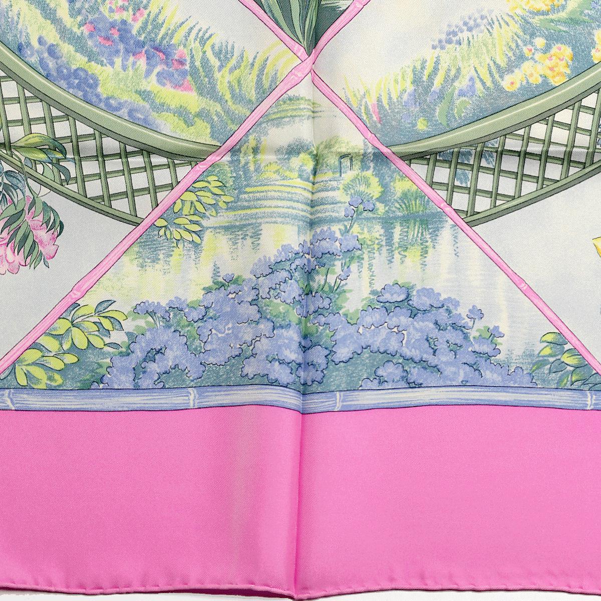 Hermes Scarf "Giverny" by Laurence Bourthoumieux 90cm Silk