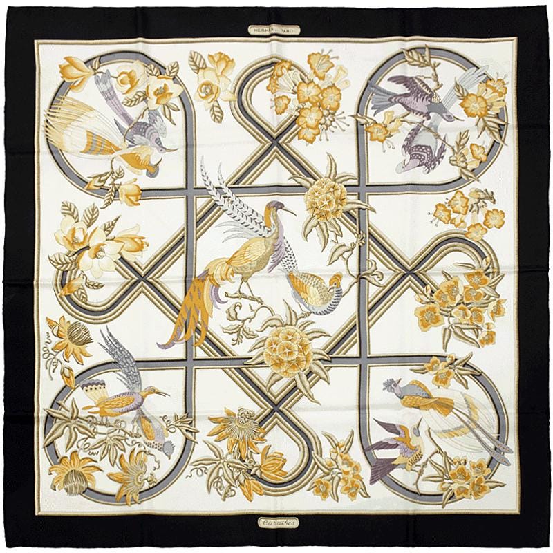 Hermes Scarf "Caraibes" by Christiane Vauzelles 90cm Silk | Foulard Carre