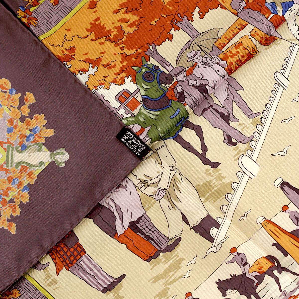 Hermes Scarf "Un Siecles de courses a Deauville" by Hubert de Watrigant 90cm Silk | Carre Foulard