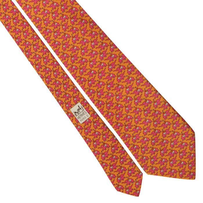 Hermes Men's Silk Tie Whimsical Elephant Jockeys Pattern 5386 | Necktie Cravate