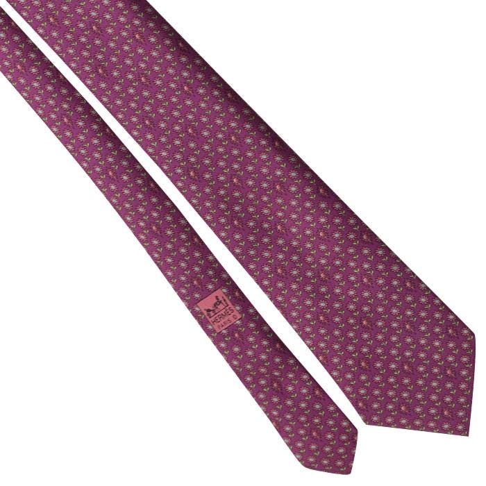 Hermes Men's Silk Tie Whimsical Sunflowers Pattern 5074 | Necktie Cravate