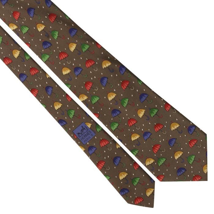 Hermes Men's Silk Tie Umbrellas Pattern 7431 | Necktie Cravate