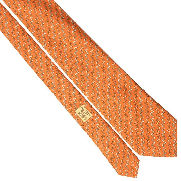 Hermes Men's Silk Tie Whimsical Snakes Pattern 5575 | Necktie Cravate