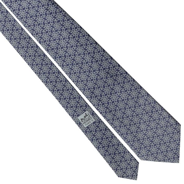 Hermes Men's Silk Tie Chaine d'Ancre Pattern 5450 | Necktie Cravate