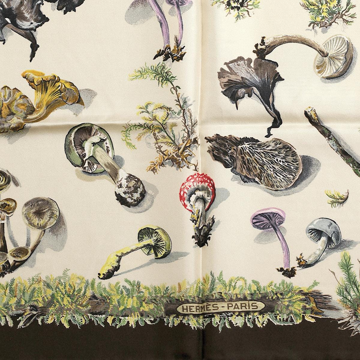 Hermes Scarf "Champignons" by Anne Gavarni & Françoise De La Perriere 90cm Silk | Carre Foulard