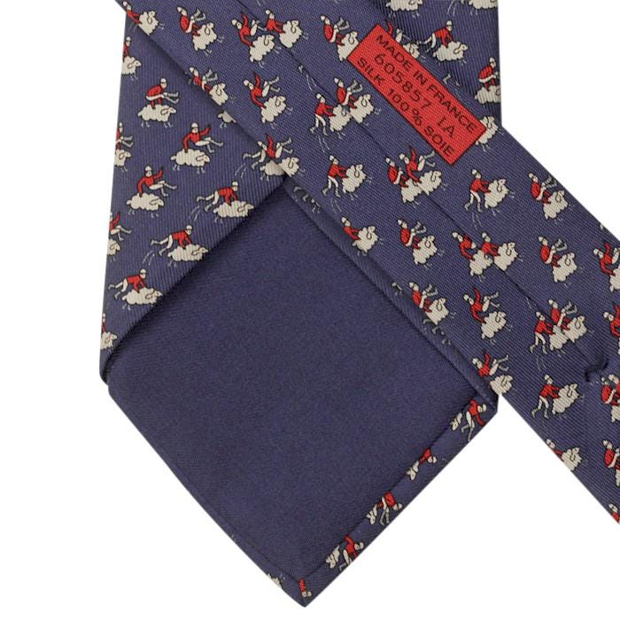 Hermes Men's Silk Tie Whimsical Sheep Pattern 605857 | Necktie Cravate