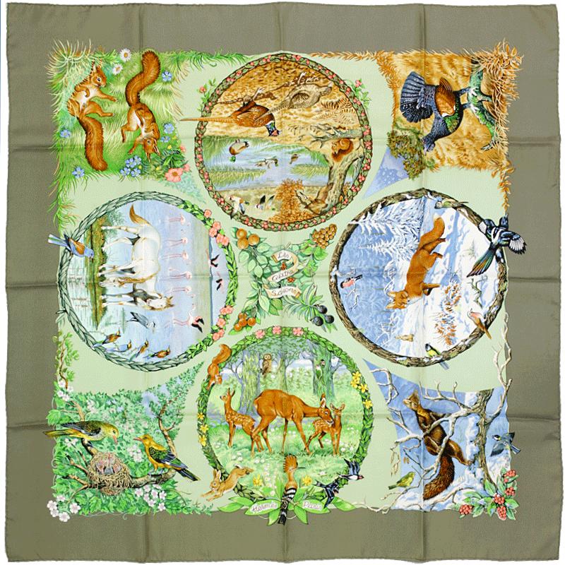 Hermes Scarf "Les Quatre Saisons" by Robert Dallet 90cm Silk | Carre Foulard