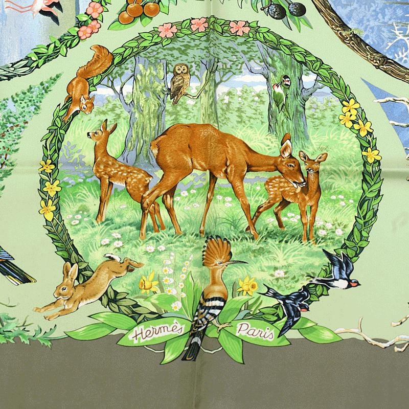 Hermes Scarf "Les Quatre Saisons" by Robert Dallet 90cm Silk | Carre Foulard