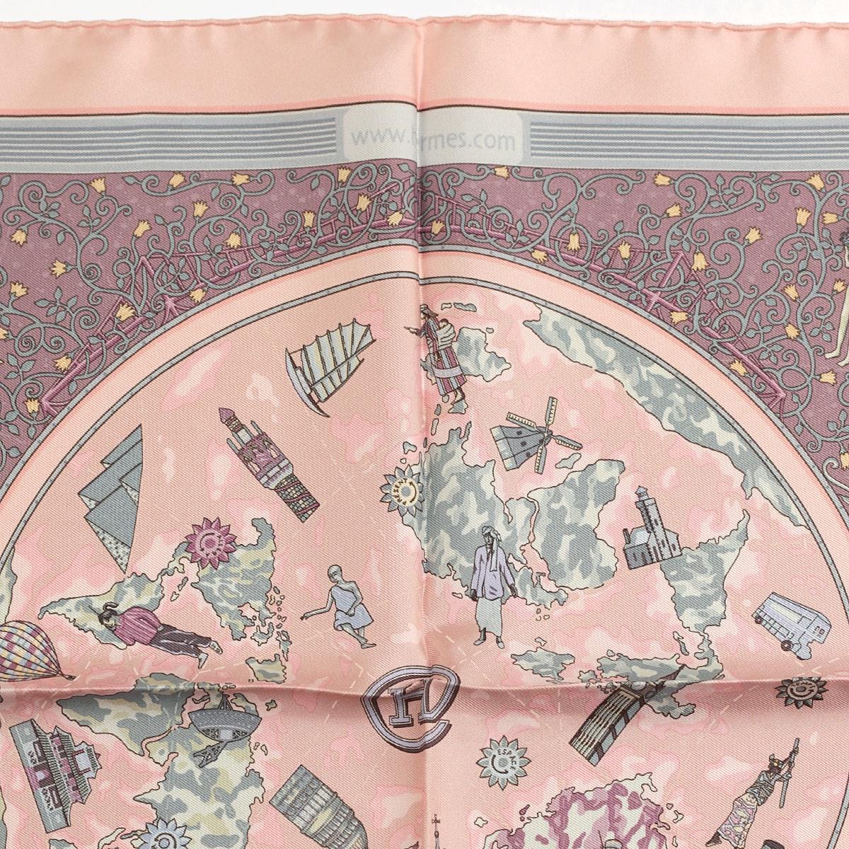 Hermes Scarf 45cm "www.Hermes.com" by Christine Henry Silk Gavroche