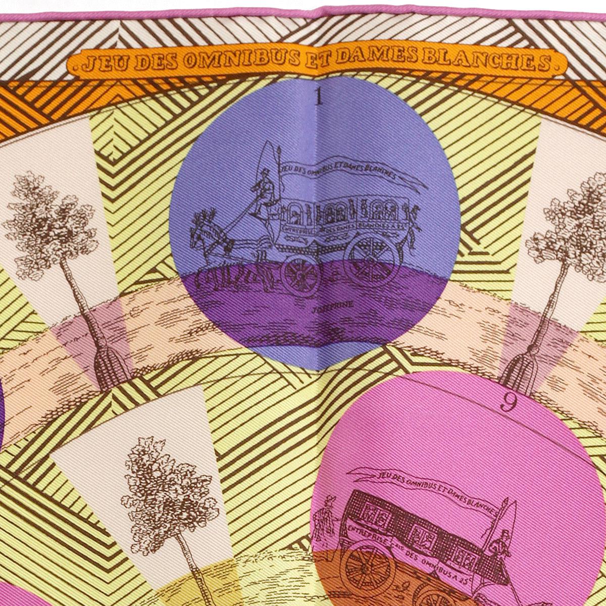 Hermes Scarf 45cm "Jeu des Omnibus Remix" by Giancarlo Pagni Silk Gavroche