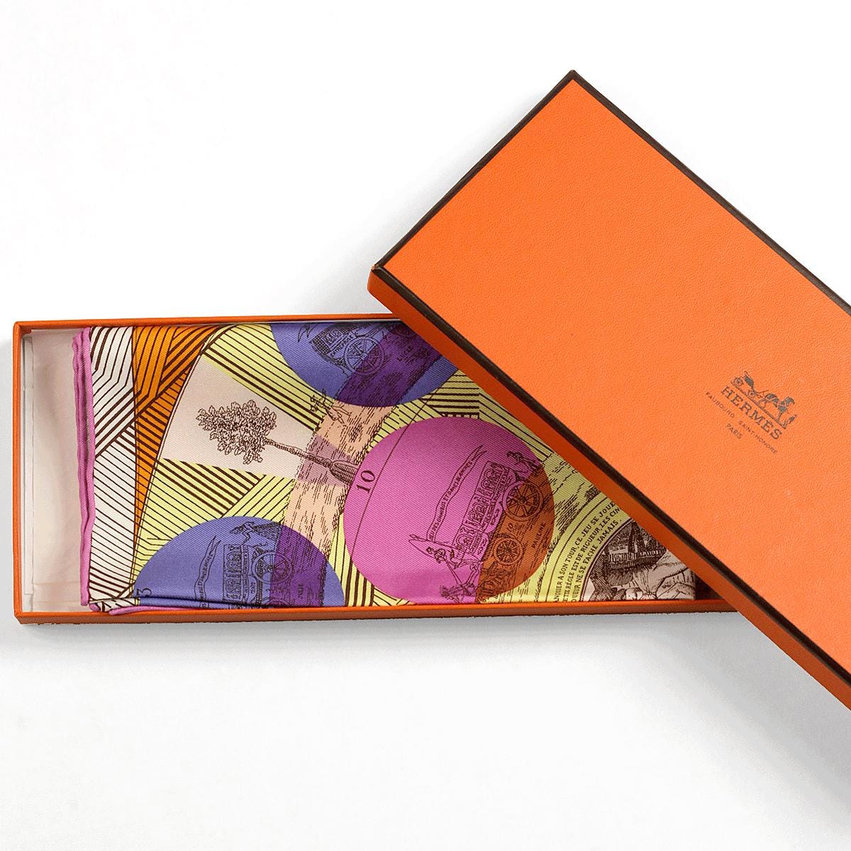 Hermes Scarf 45cm "Jeu des Omnibus Remix" by Giancarlo Pagni Silk Gavroche