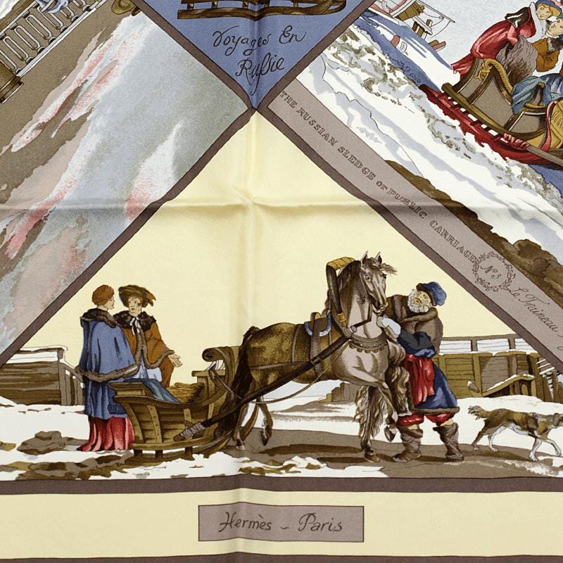 Hermes Scarf "Voyages en Russie" by Loic Dubigeon 90cm Silk | Carre Foulard