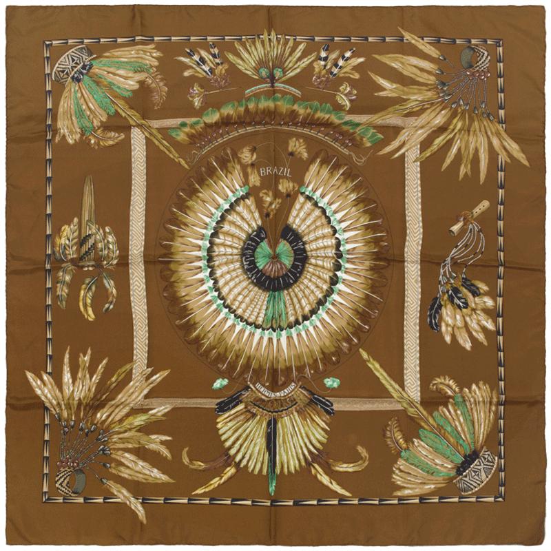 Hermes Scarf "Brazil" by Laurence Bourthoumieux Vintage 90cm Silk | Carre Foulard