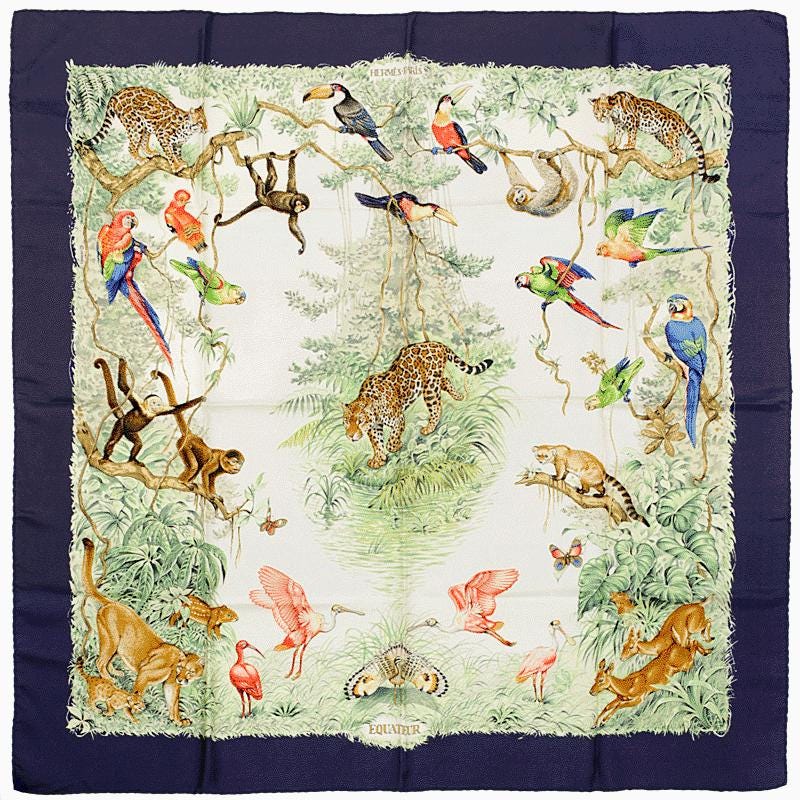 Hermes Scarf "Equateur" by Robert Dallet 90cm Silk