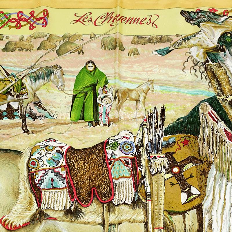 Hermes Scarf "Les Cheyennes" by Kermit Oliver 90cm Silk | Carre Foulard