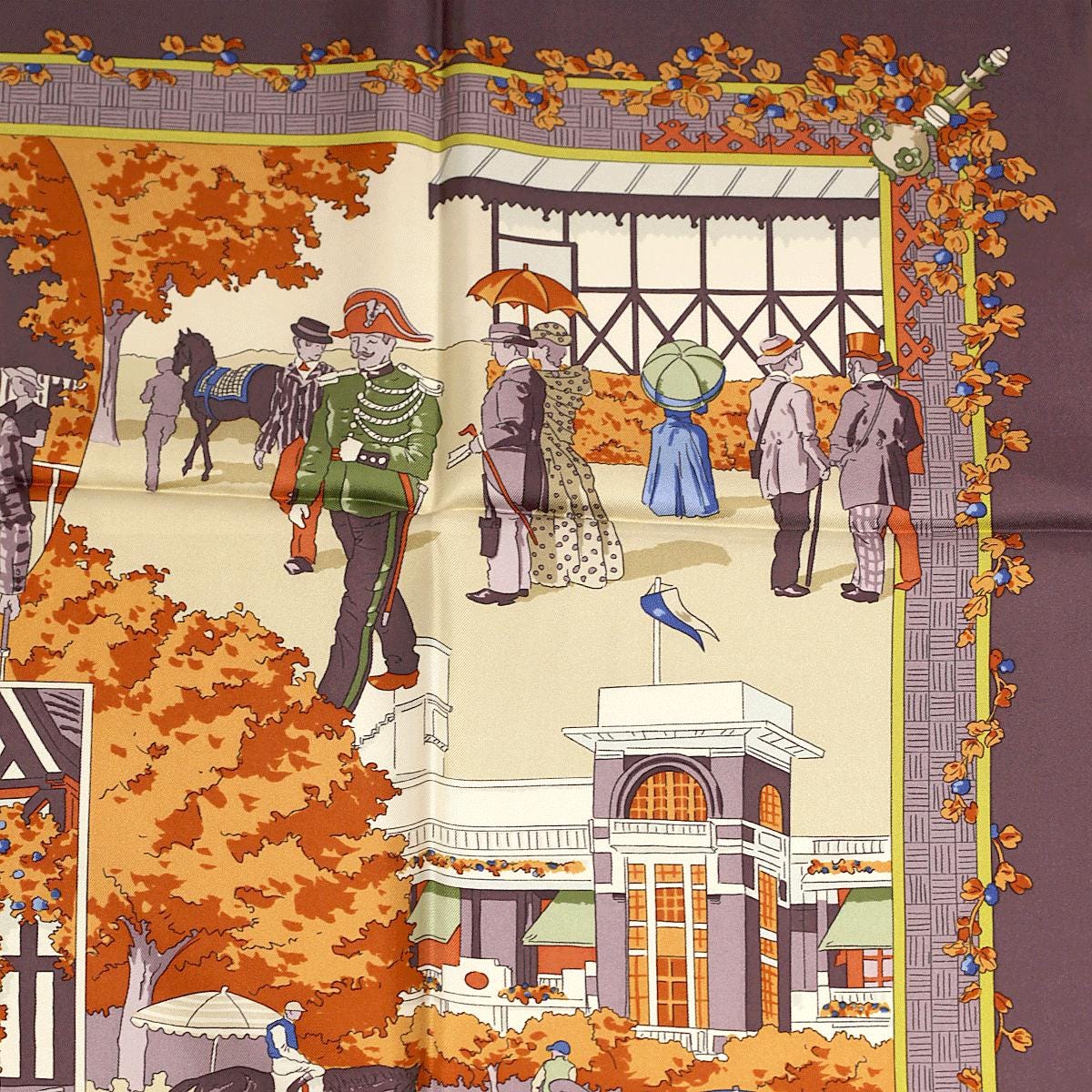 Hermes Scarf "Un Siecles de courses a Deauville" by Hubert de Watrigant 90cm Silk | Carre Foulard