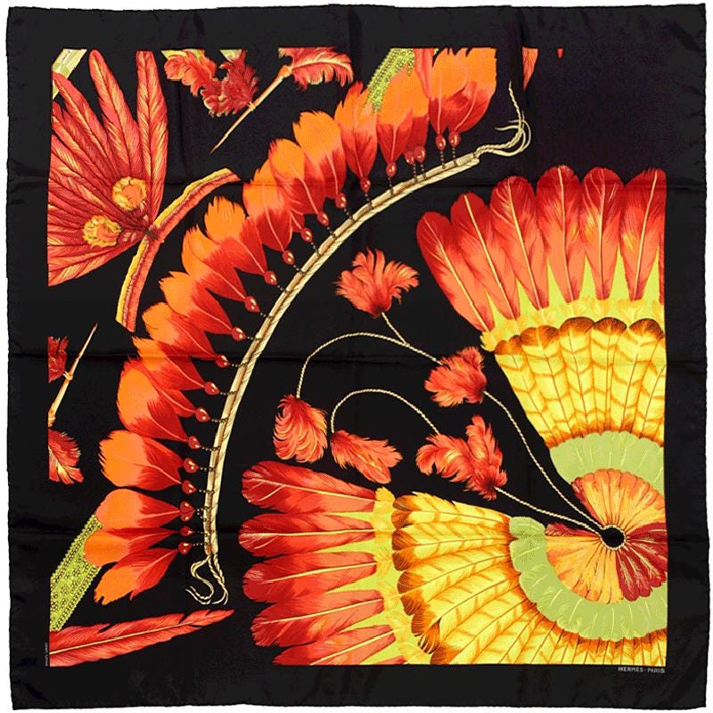 Hermes Scarf "Brazil II" by Laurence Bourthoumieux Vintage 90cm Silk | Carre Foulard