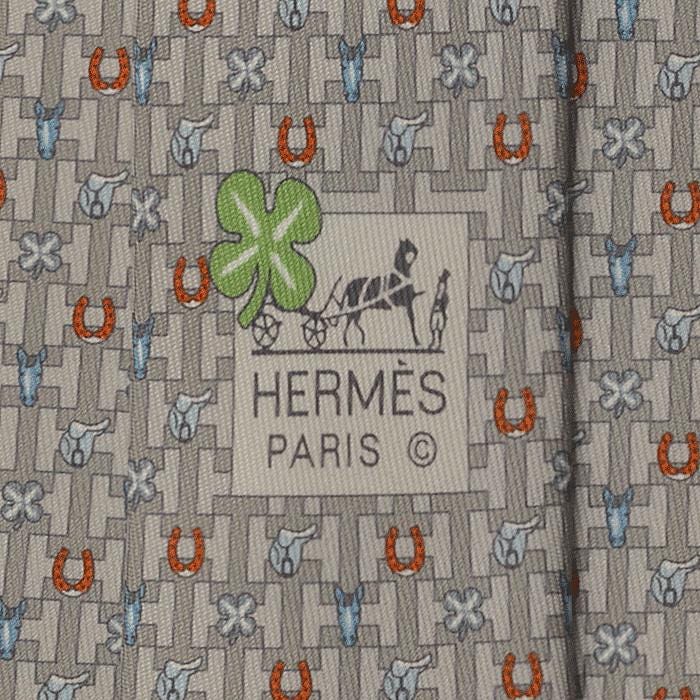 Hermes Men's Silk Tie Whimsical Lucky Charms Pattern 6292