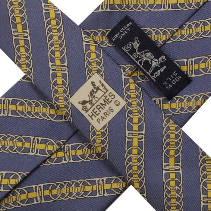 Hermes Men's Silk Tie Equestrian Geometric Pattern 5402 | Necktie Cravate