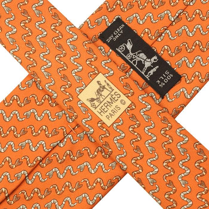 Hermes Men's Silk Tie Whimsical Snakes Pattern 5575 | Necktie Cravate