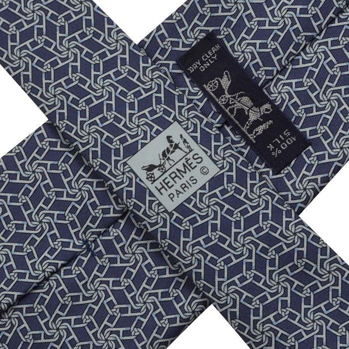 Hermes Men's Silk Tie Chaine d'Ancre Pattern 5450 | Necktie Cravate