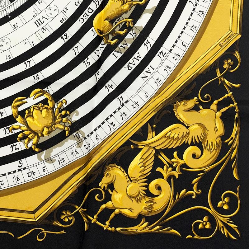 Hermes Scarf "Astrologie" by Françoise Façonnet Vintage 90cm Silk