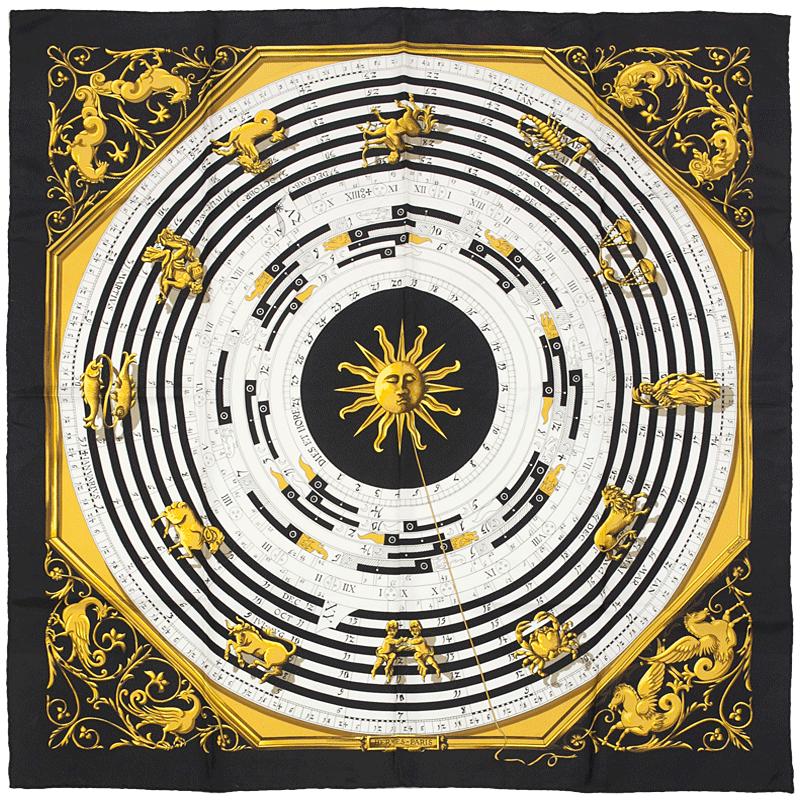 Hermes Scarf "Astrologie" by Françoise Façonnet Vintage 90cm Silk
