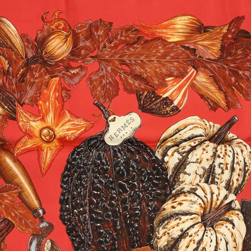 Hermes Scarf "Citrouilles et Coloquintes" by Valerie Dawlat Dumoulin 90cm Silk | Carre Foulard