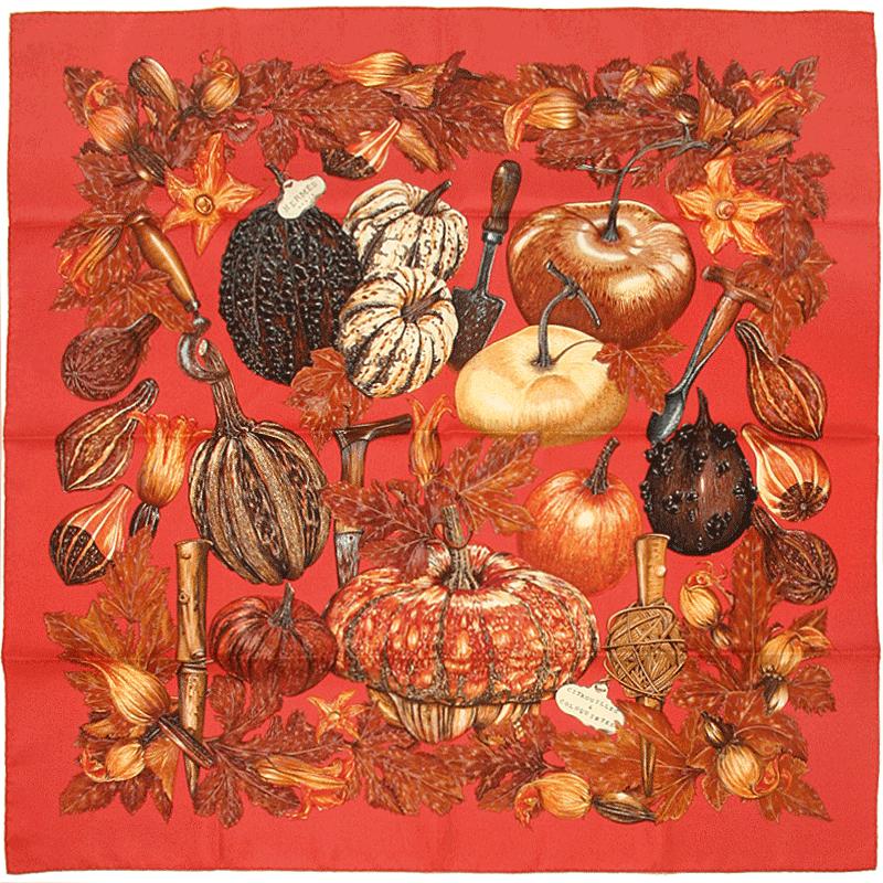 Hermes Scarf "Citrouilles et Coloquintes" by Valerie Dawlat Dumoulin 90cm Silk | Carre Foulard