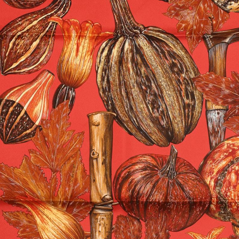 Hermes Scarf "Citrouilles et Coloquintes" by Valerie Dawlat Dumoulin 90cm Silk | Carre Foulard