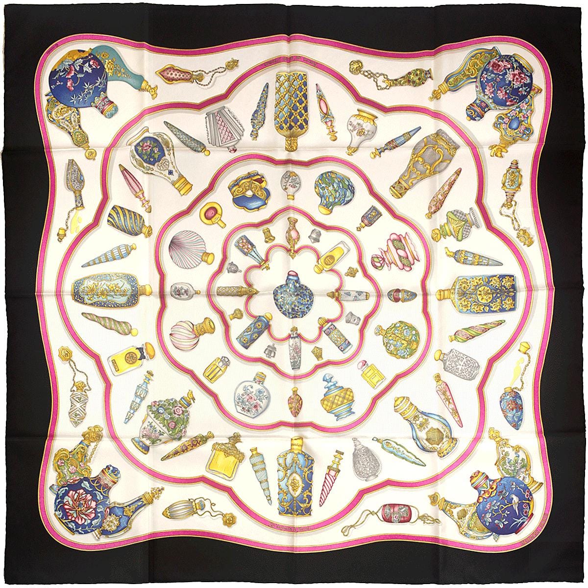 Hermes Scarf "Flacons" by Catherine Baschet Vintage 90cm Silk | Foulard Carre