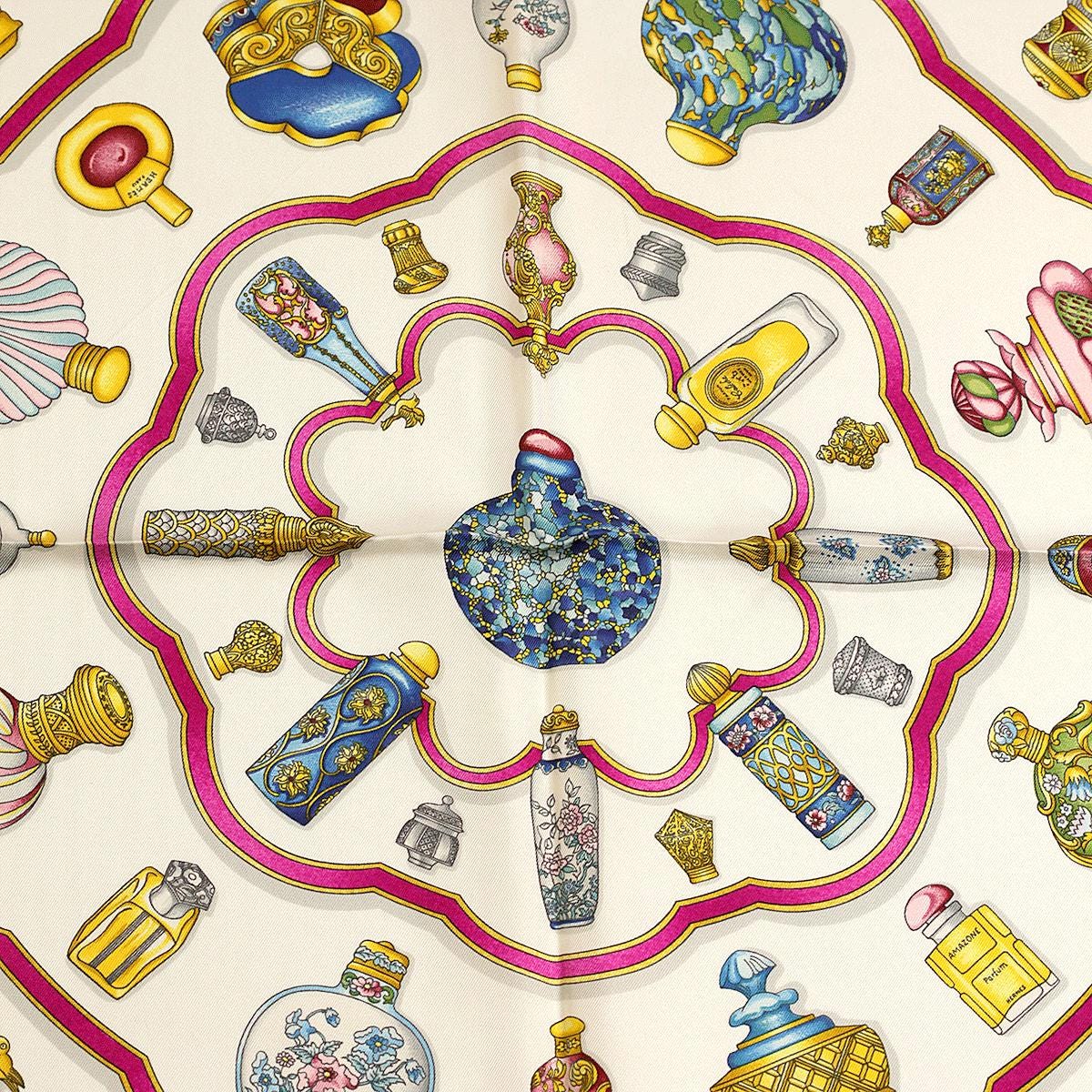 Hermes Scarf "Flacons" by Catherine Baschet Vintage 90cm Silk | Foulard Carre