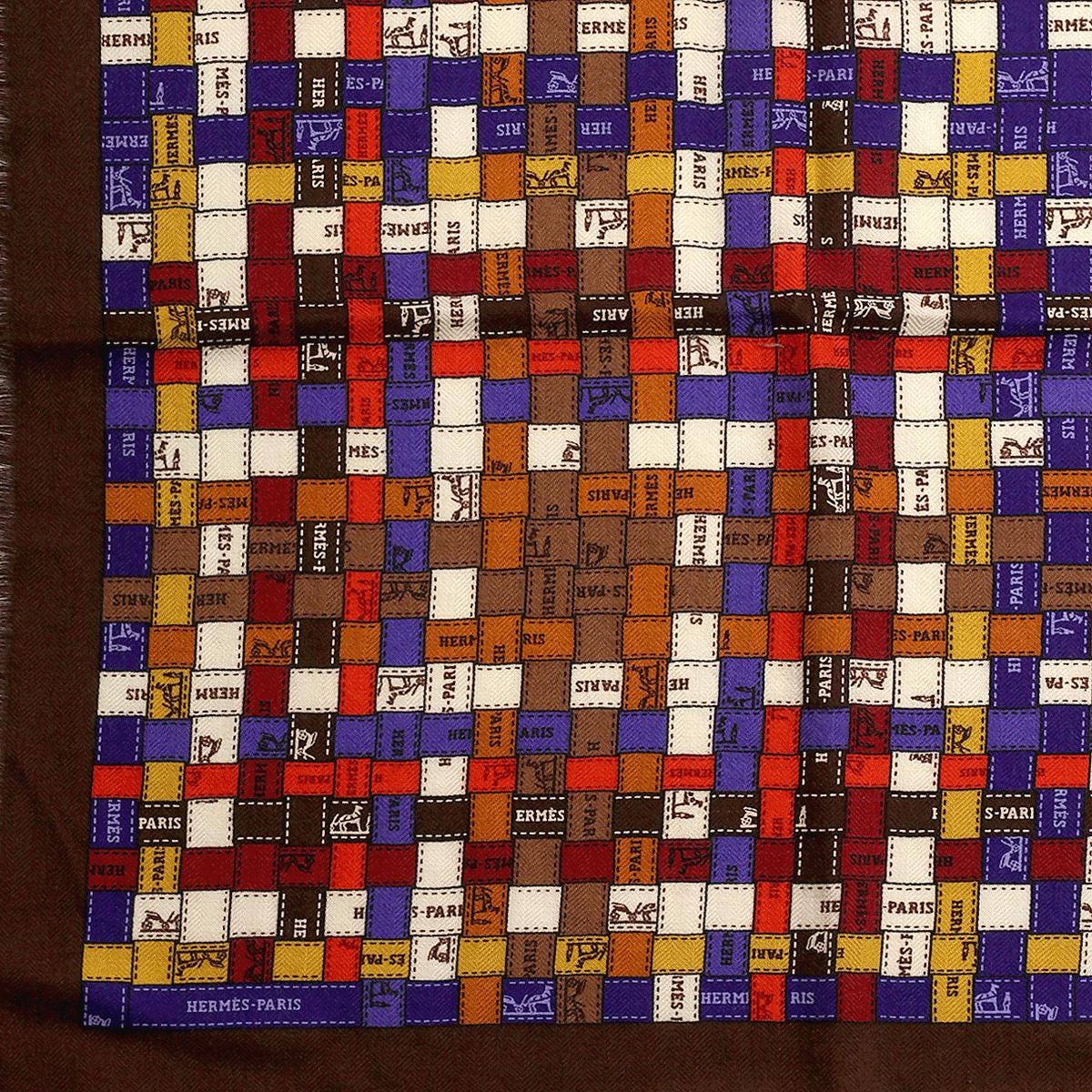 Hermes Scarf "Bolduc au Carre" by Caty Latham 90cm Cashmere Frange | Carre Foulard Rare