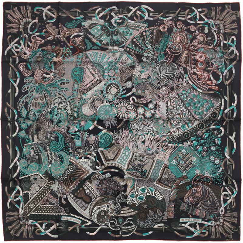 Hermes Scarf "Au Fil du Carre" by Annie Faivre 90cm Silk | Carre Foulard