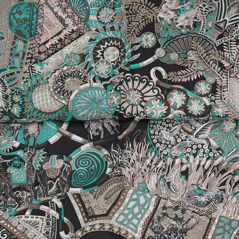 Hermes Scarf "Au Fil du Carre" by Annie Faivre 90cm Silk | Carre Foulard