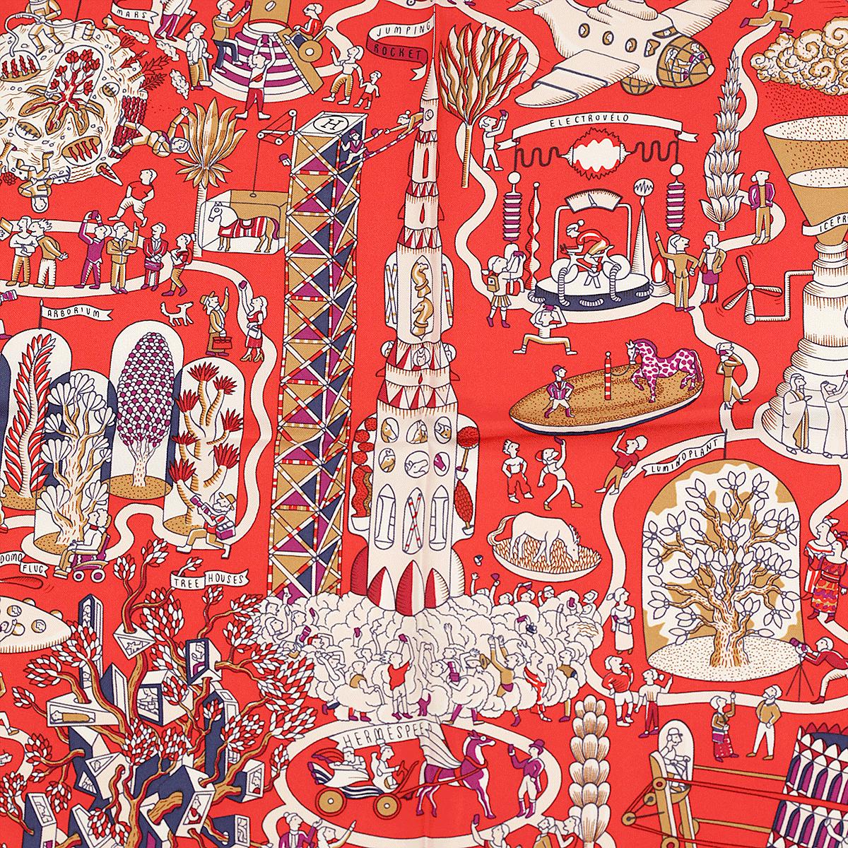 Hermes Scarf "Exposition Universelle" by Jan Bajtlik 90cm Silk