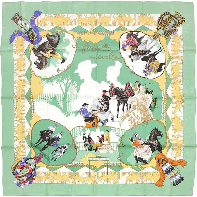 Hermes Scarf "Feria de Sevilla" by Hubert de Watrigant 90cm Silk | Carre Foulard