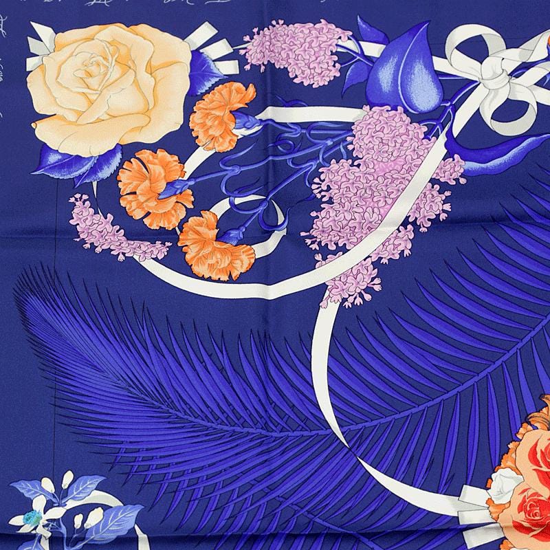 Hermes Scarf "Fleurs de l'Opera" by Julia Abadie Vintage 90cm Silk