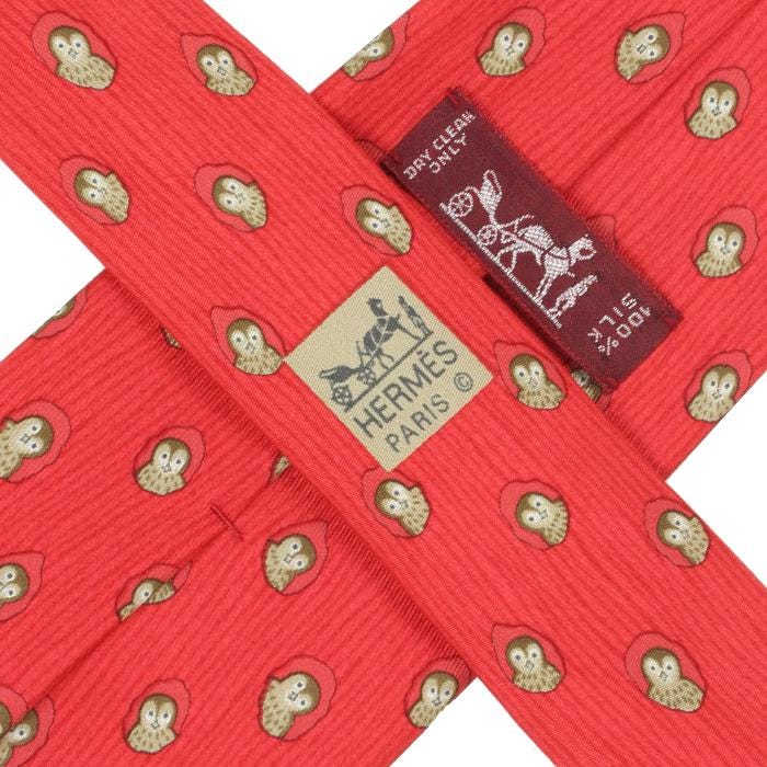 Hermes Men's Silk Tie Whimsical Owls Pattern 7738 | Necktie Cravate