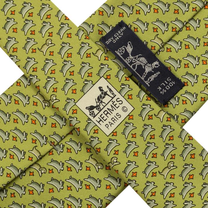 Hermes Men's Silk Tie Whimsical Rabbits Pattern 5341 | Necktie Cravate