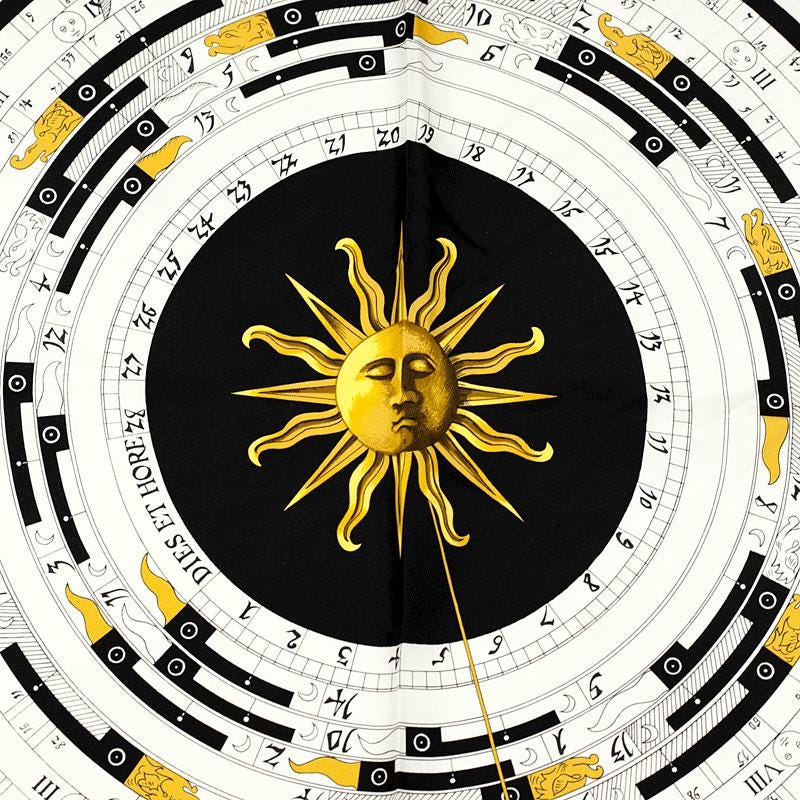 Hermes Scarf "Astrologie" by Françoise Façonnet Vintage 90cm Silk