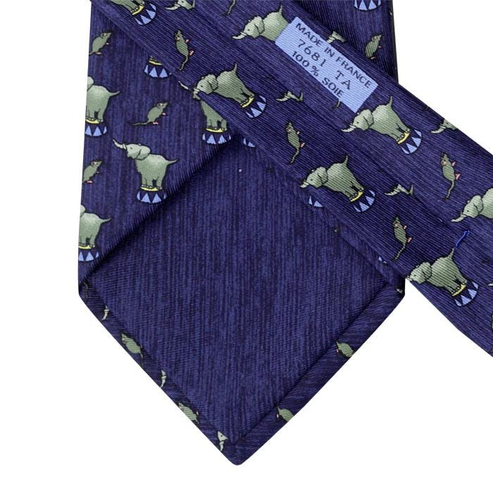 Hermes Men's Silk Tie Whimsical Circus Elephants Pattern 7681 | Necktie Cravate