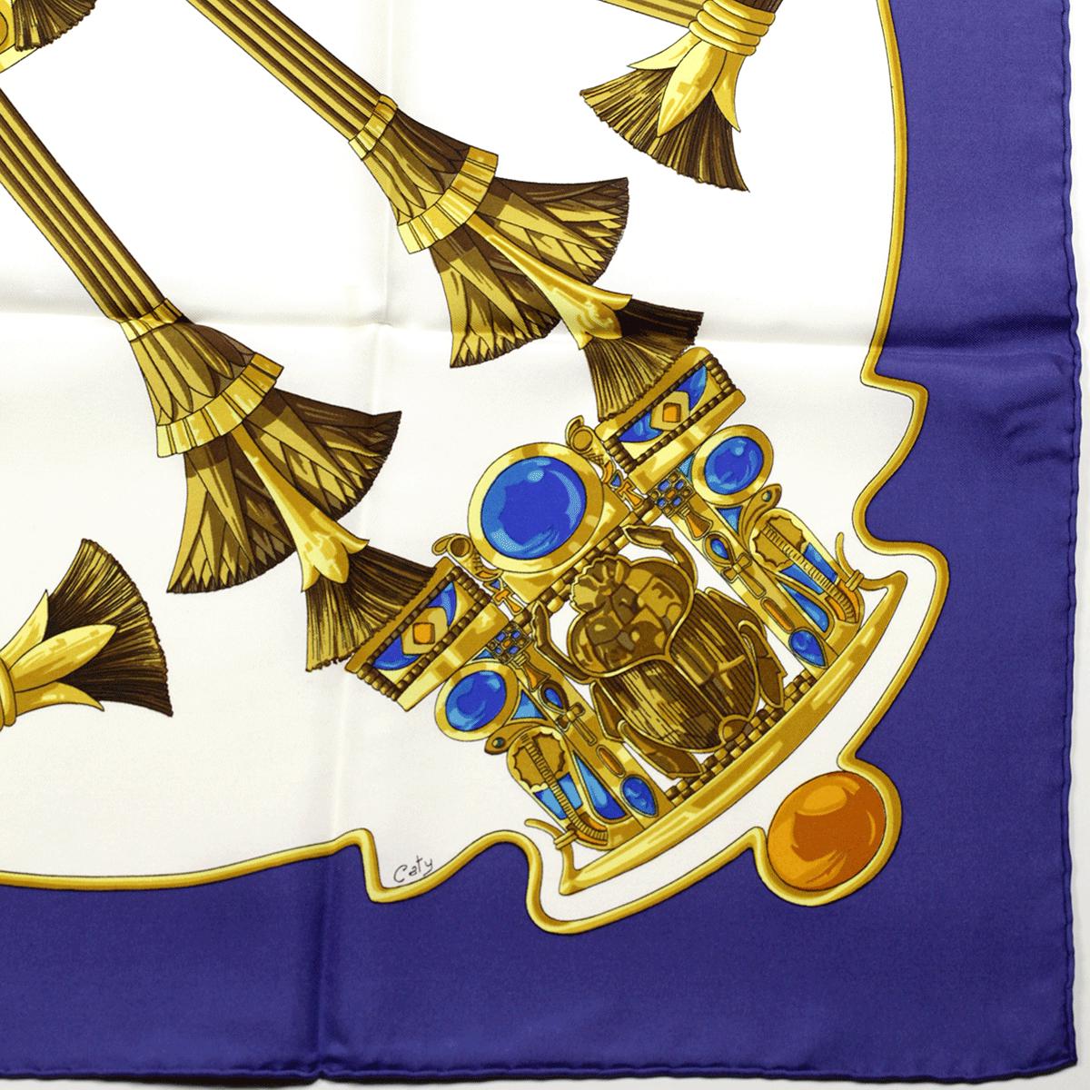 Hermes Scarf "Egypte" by Caty Latham Vintage 90cm Silk