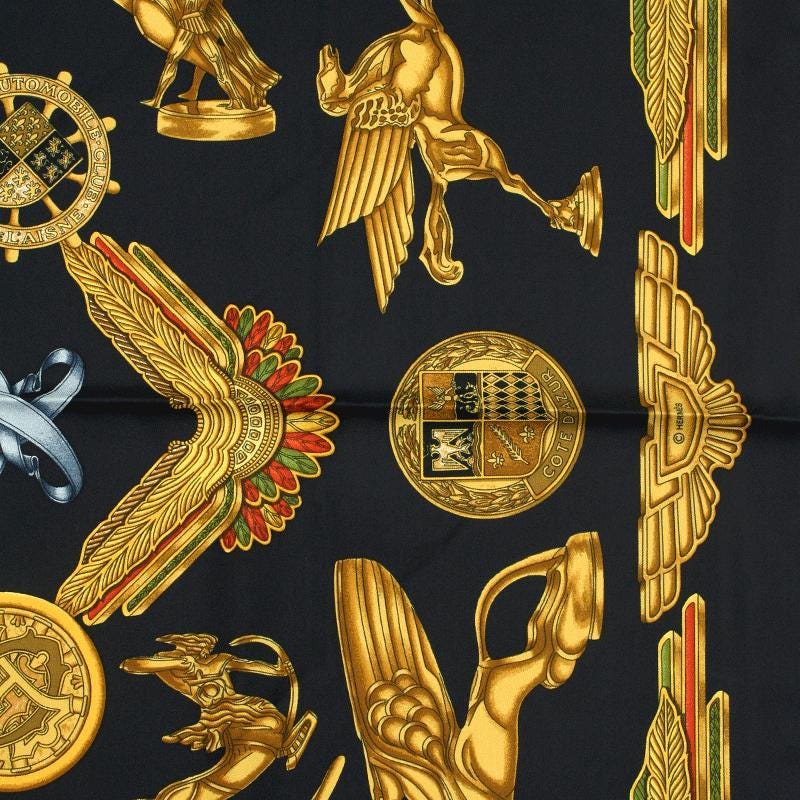 Hermes Scarf "Les Parures du Vent" by Joachim Metz Vintage 90cm Silk