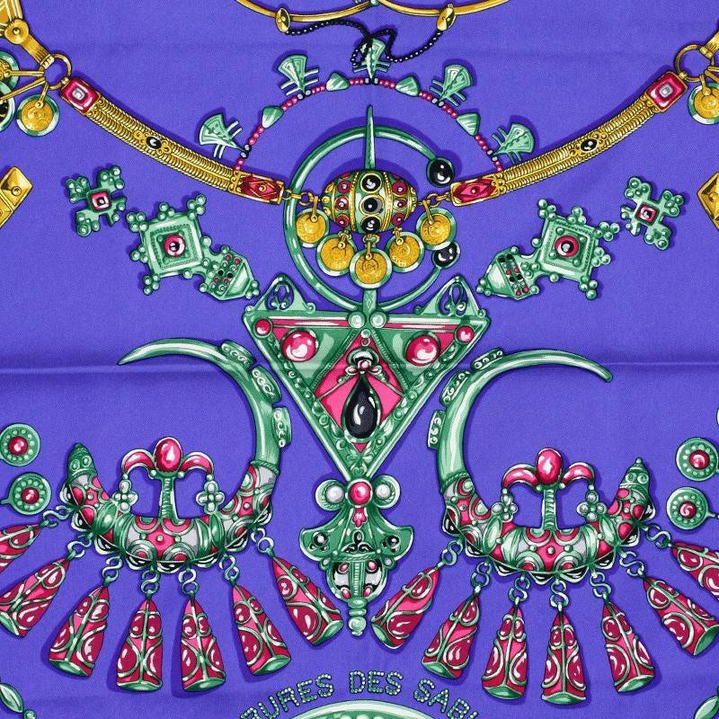 Hermes Scarf "Parures des Sables" by Laurence Bourthoumieux Vintage 90cm Silk | Carre Foulard