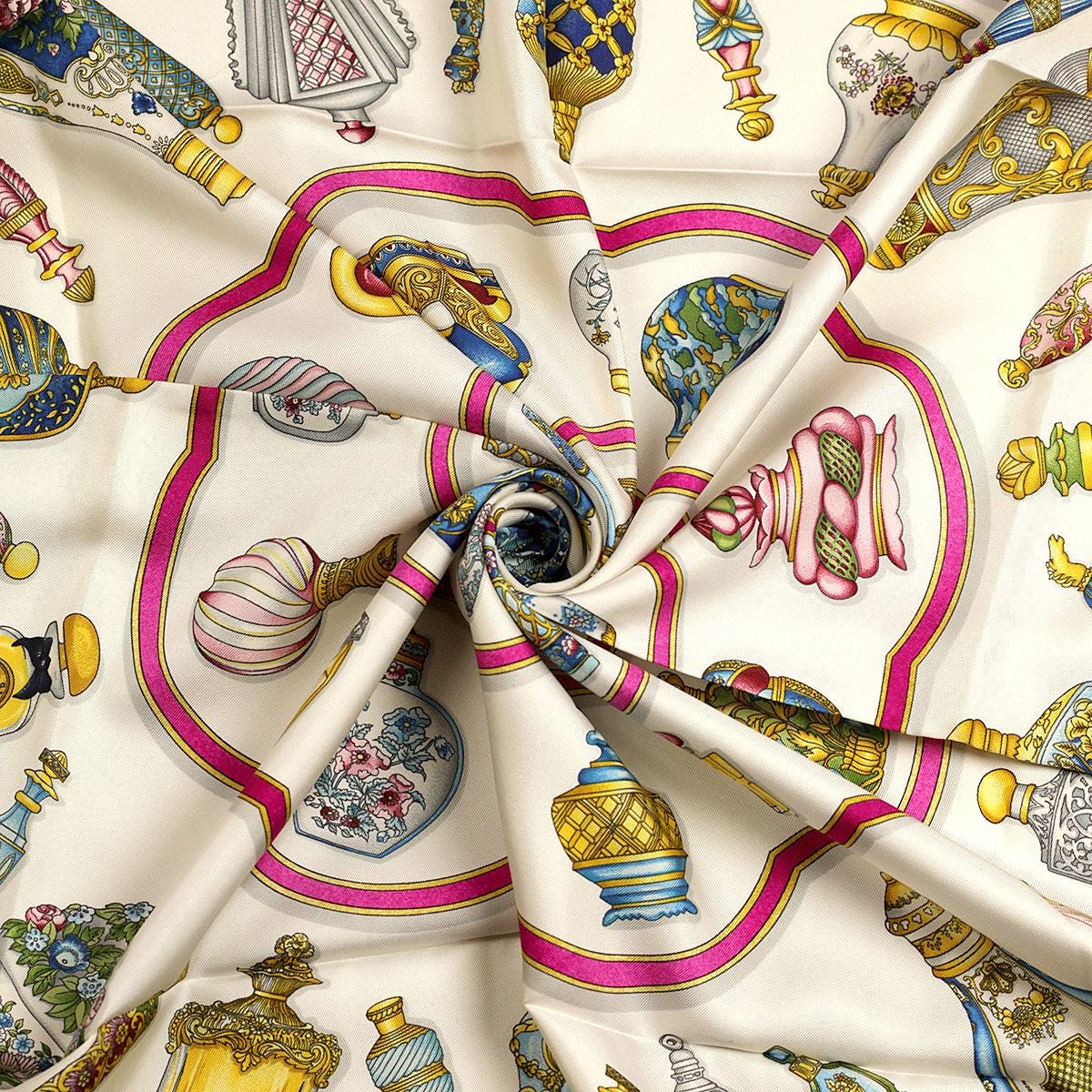 Hermes Scarf "Flacons" by Catherine Baschet Vintage 90cm Silk | Foulard Carre