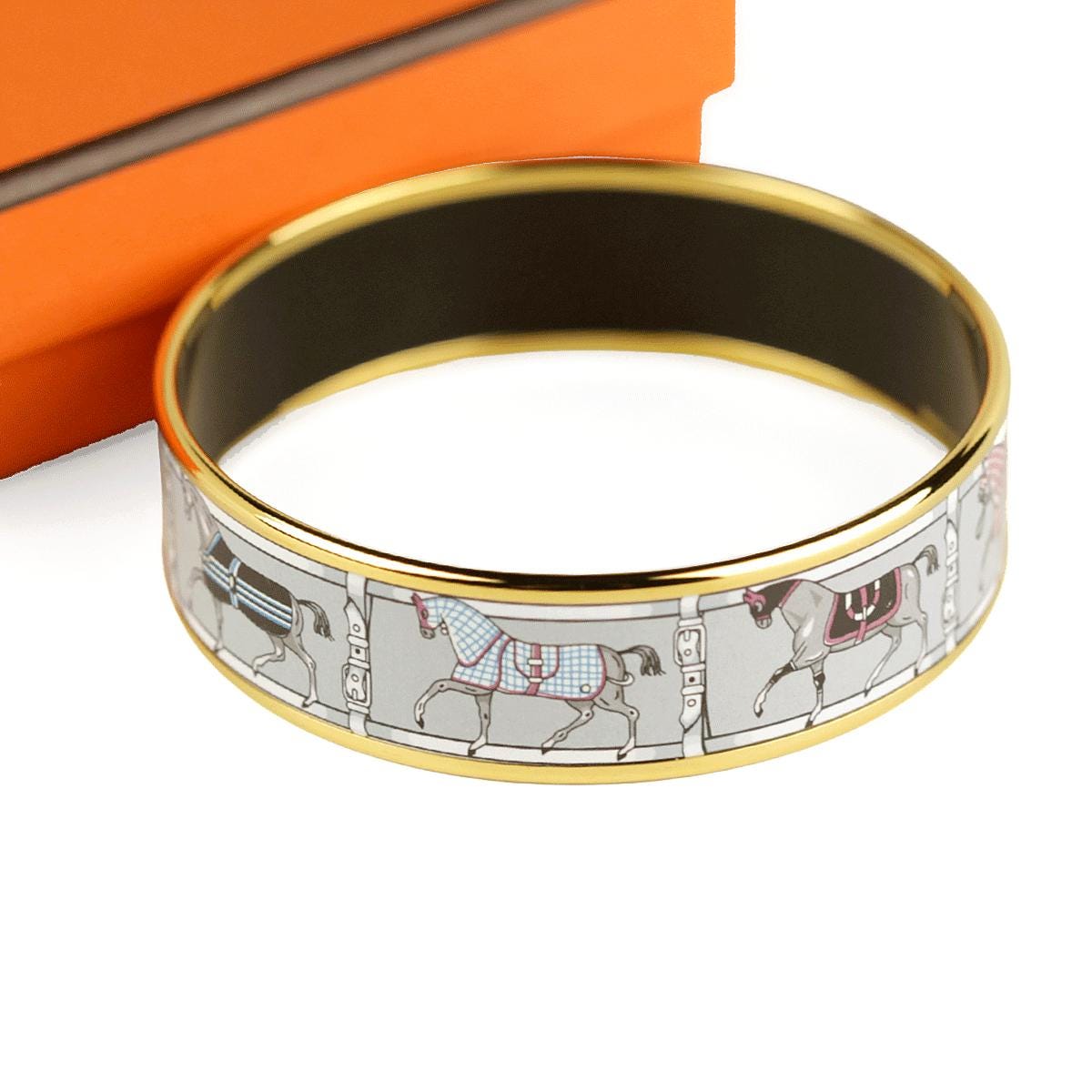 Hermes Bracelet 65 Wide Gold Enamel Tohu Bohu | Bangle GHW